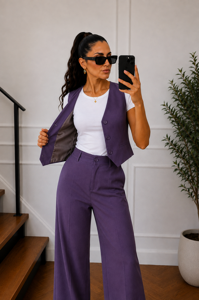 Conjunto Sastrero Crep Violeta