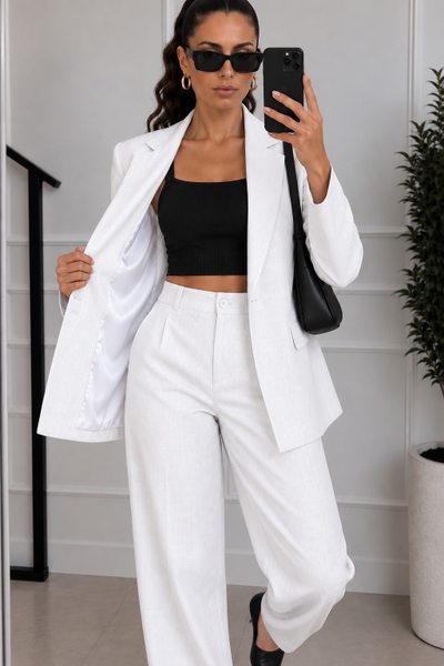 Conjunto Lino Rígido Premium Blanco