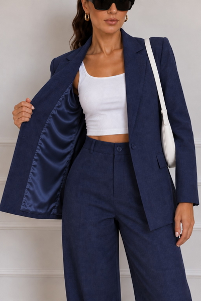 Conjunto Lino Rígido Premium Azul