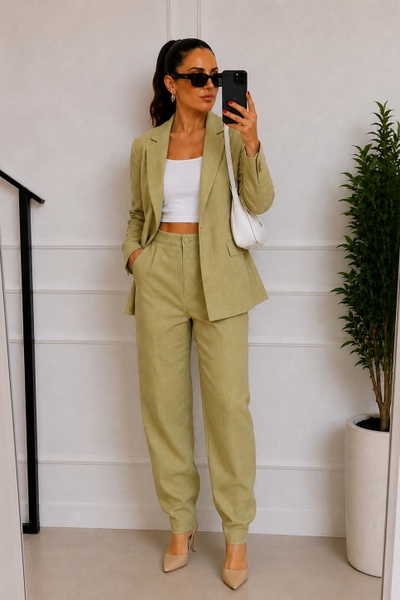 Conjunto Lino Rígido Premium Verde