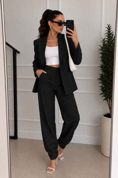 Conjunto Lino Rígido Premium Negro