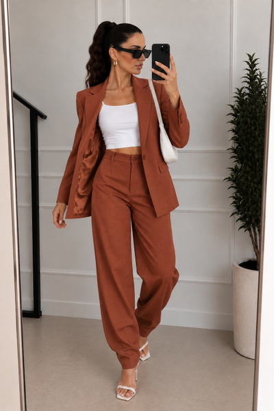 Conjunto Lino Rígido Premium Terracota