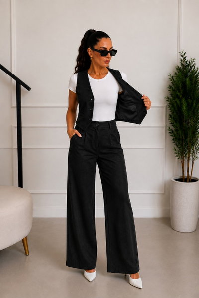 Conjunto Gamuza Forrado Negro