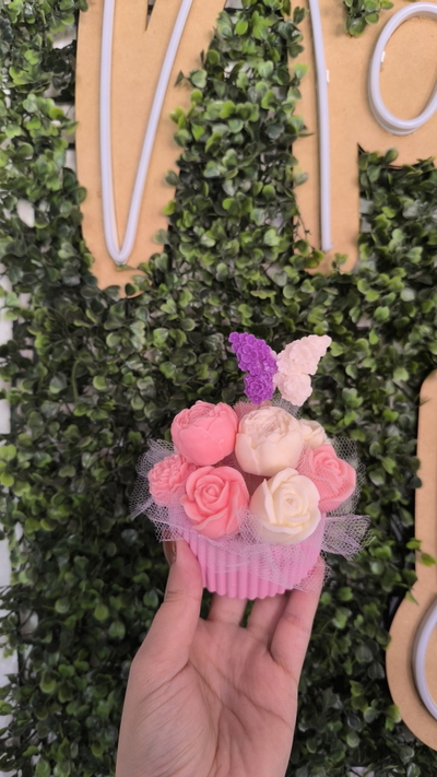Mini bouquet de flores Wax Melts | En cuenco de yeso 