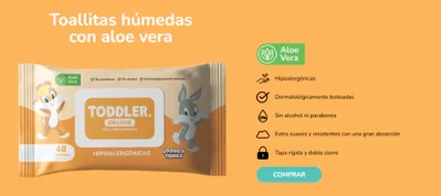 Toddler Toallitas Húmedas Aloe Vera por 48
