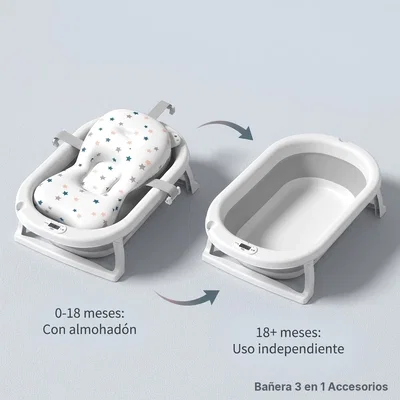 Set de Baño Bañera Plegable + Termómetro + Reductor + Vincha Protectora