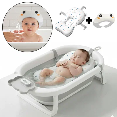 Set de Baño Bañera Plegable + Termómetro + Reductor + Vincha Protectora