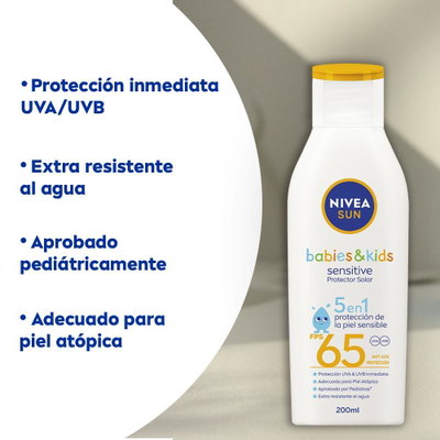 Protector Solar Nivea Infantil Sensitive 5 en 1 Fps 65 x 200 ml