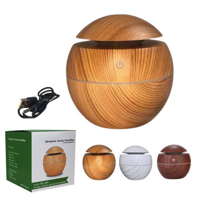 HUMIDIFICADOR VAPORIZADOR MADERA CON LUZ LED USB