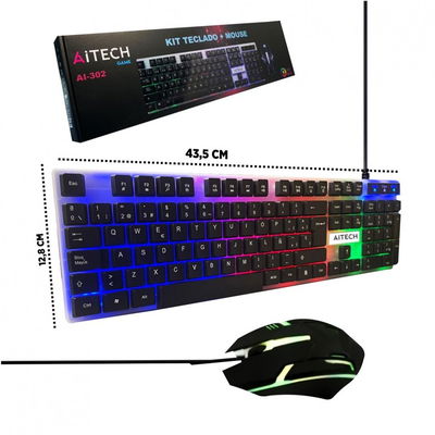 TECLADO Y MOUSE - COMBO GAMER -AITECH AI-302 LUZ RGB 