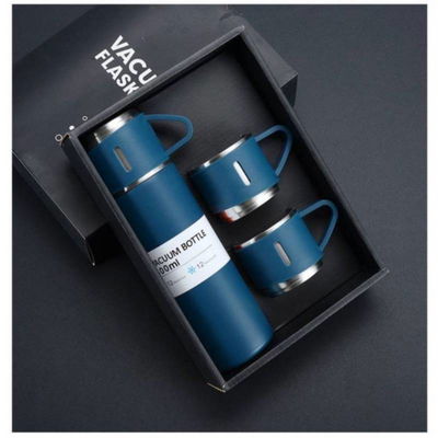Set Termo 500ml Con 3 Tazas Acero Inoxidable