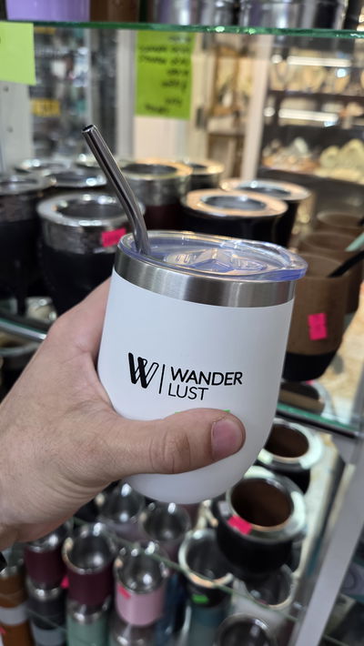 Vaso Térmico/ Mate Acero Inoxidable C/Bombilla Blanco 360 Ml Wanderlust