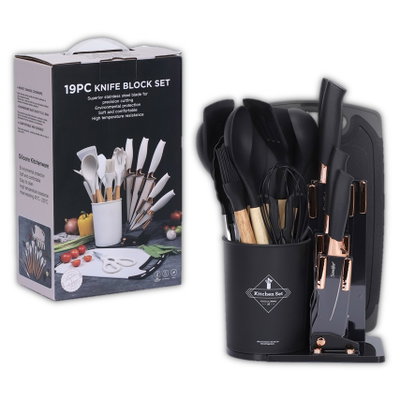 UTENSILIOS DE COCINA KIT SK-19B CONTIENE 19 PIEZAS NEGRO