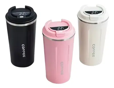 VASO TÉRMICO ACERO INOXIDABLE 500ML DIGITAL NEGRO PANTALLA LED