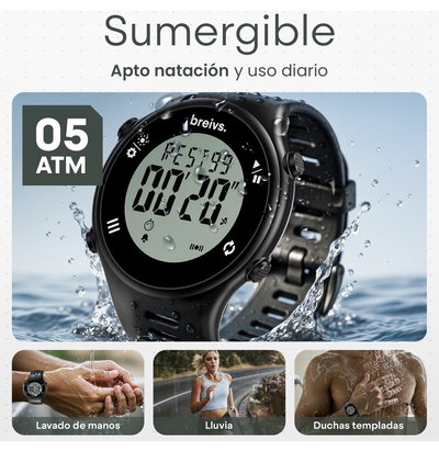 Reloj Breivs Hombre Timer 99 Intervalos Cronómetro 10 Laps