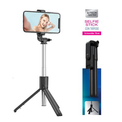 BASTON SELFIE AITECH R1 BLUETOOTH CON TRIPODE 70CM