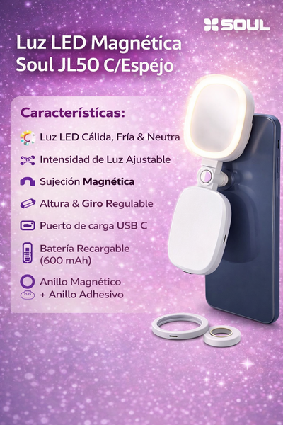 Luz LED Magnética Soul JL50 C/Espejo