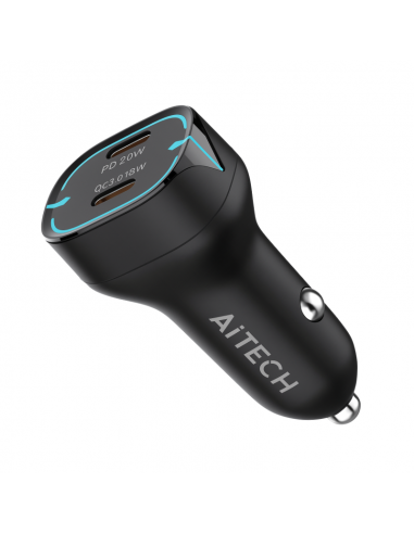 Cargador De Auto Aitech Turbo 60W 2 Usb-C Negro