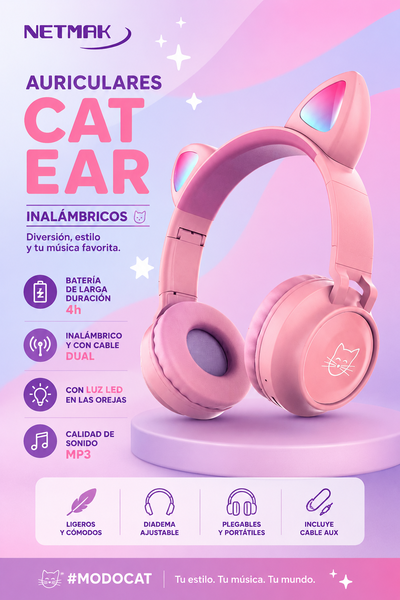 Auriculares Bluetooth Gato Netmak Nm-cat