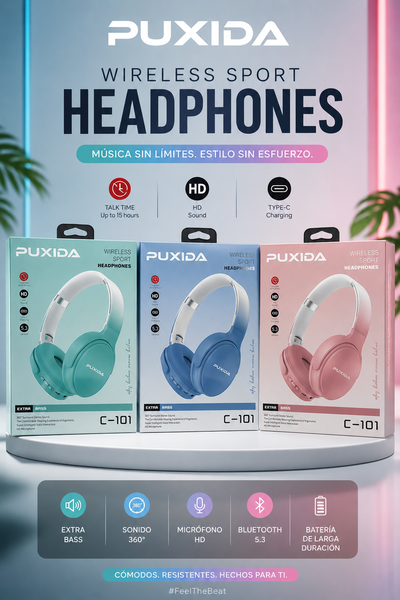 Auriculares Puxida Wireless Extra Bass Mod C-101