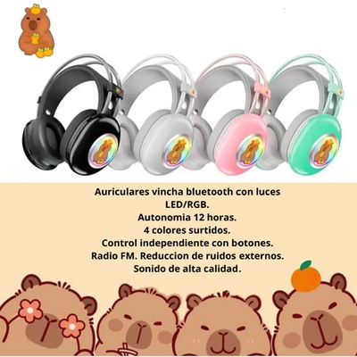 AURICULAR BT VINCHA - MALIBU PG-706E RGB CAPIBARA 