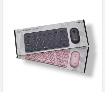Kit Teclado Y Mouse Inalambrico Combo Pc Tv Usb Netmak Kb850 Mouse Rosa Teclado Rosa
