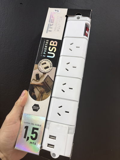 ZAPATILLA 220V TREFI (4TOMAS + 2USB) 1.5M&nbsp;