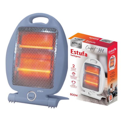 ESTUFA HALÓGENA 800W AITECH 2 VELAS DE CUARZO GRIS ALTA CALIDAD