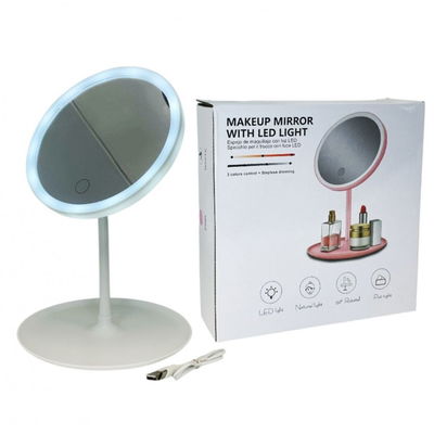 ESPEJO DE MAQUILLAJE LUCES LED CON BASE 3 TONOS 