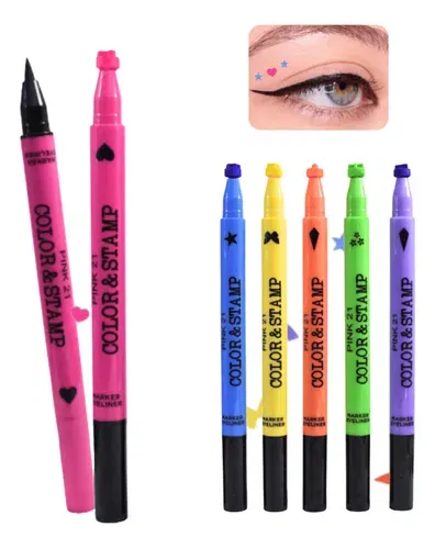 Delineador negro 2 en 1 fibra pink 21 