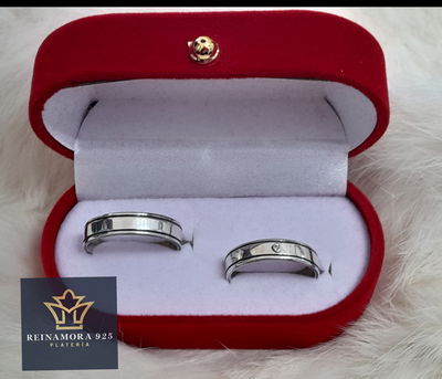Alianzas Plata 925 cinta 5mm 2 líneas cz
