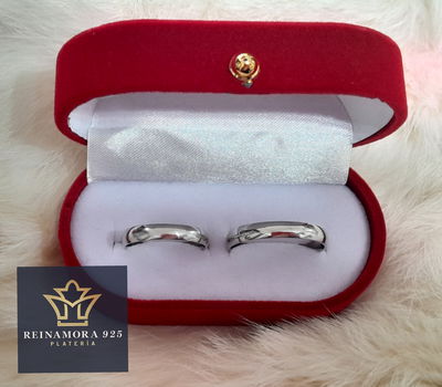 Alianzas Plata 925 Rodinadas en oro blanco 3,5mm