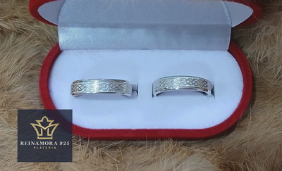 Alianzas Plata 925 Cinta 5mm Guardas con Nombre