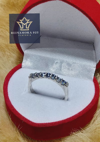 Anillo Plata 925 Cz Medio cintillo 2.5mm 2.9gr (Topacio Místico)