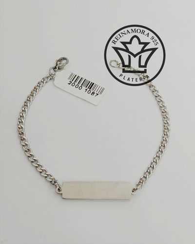 Pulsera Acero Quirurgico Identificatoria Doble pulido 28x7mm+ Grabado