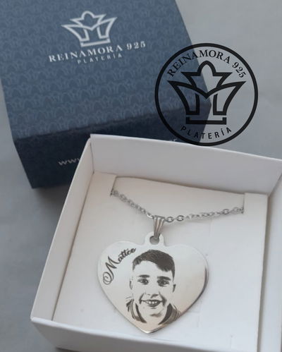 Fotograbado Acero Quirúrgico Corazón 35x33mm