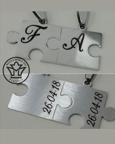 Dije Acero Quirúrgico para Compartir + 2 Cadenas + Grabados