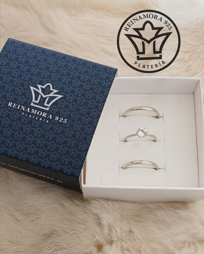 Alianzas Plata 925 Media Caña 2mm con Solitario Cz 