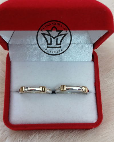 Alianzas Plata 925 Aplique Oro Rienda 3mm