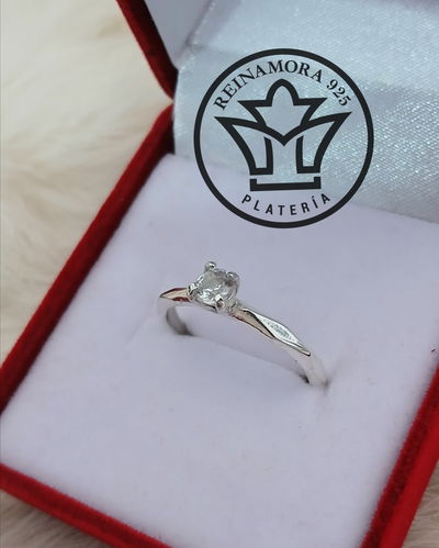 Anillo Plata 925 Cz Solitario Facetado 4mm