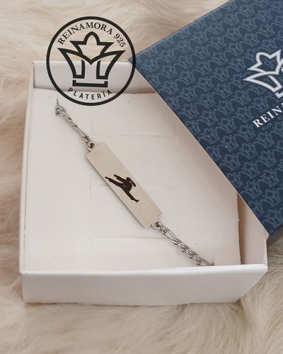 Pulsera Acero Quirúrgico Identificatoria Doble pulido 28x7mm+ Grabado Logo