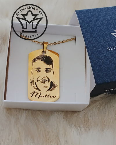 Fotograbado Doble Acero Quirúrgico Dorado 