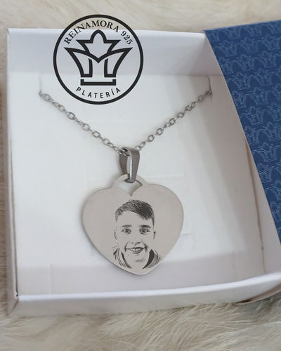 Fotograbado Acero Quirúrgico Mini Corazón Tiffany 25x25mm