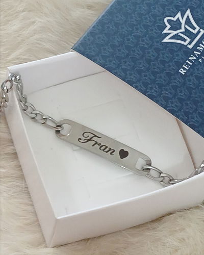 Pulsera Acero Quirurgico ID Rectangular 40x8mm + Grabado