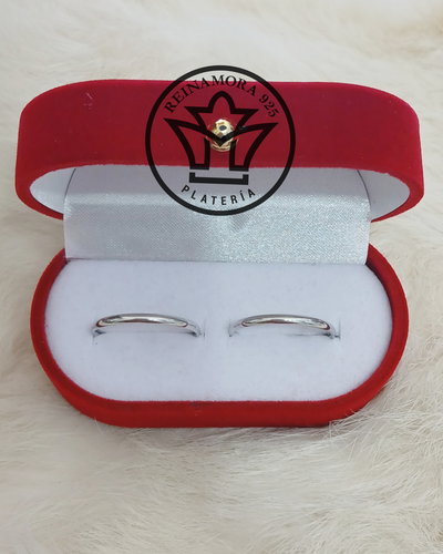 Alianzas Plata 925 Rodinado Oro Blanco Media Caña 2mm