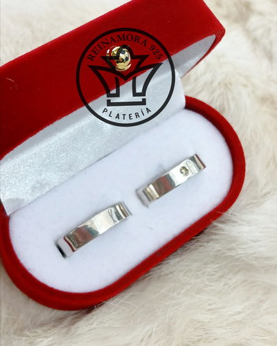 Alianzas Plata 925 Cinta 5mm Lisa CZ