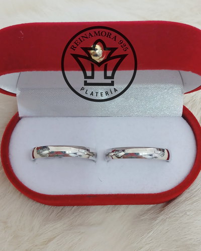 Alianzas Plata 925 Rodinado Oro Blanco Media Caña 4mm