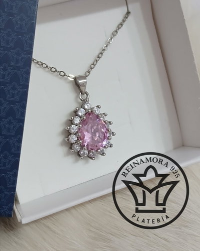 Dije Plata 925 Rodinado Oro Blanco Bl-Rosa 22mm  3.7gr