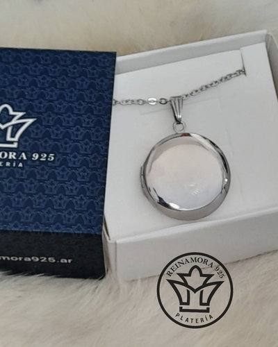 Relicario Acero Quirurgico Redondo Liso 26mm + Grabado Imagen