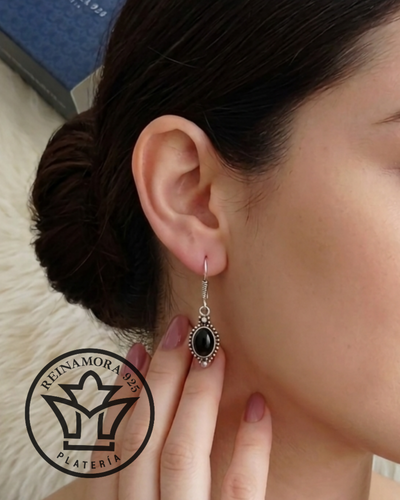 Aros Plata 925 Colgantes Piedra Onix
